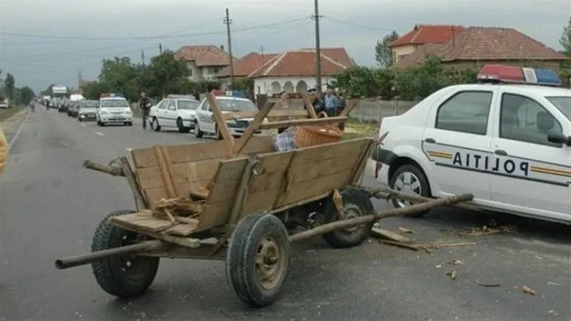 Accident provocat de o căruţă pe un drum european