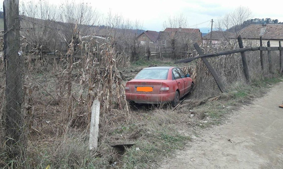Au condus fără permis şi şi-au încheiat aventura în gard