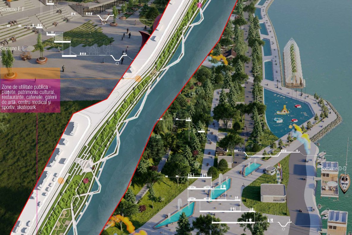 Faleza gălăţeană a Dunării, reconfigurată ca-n Dubai