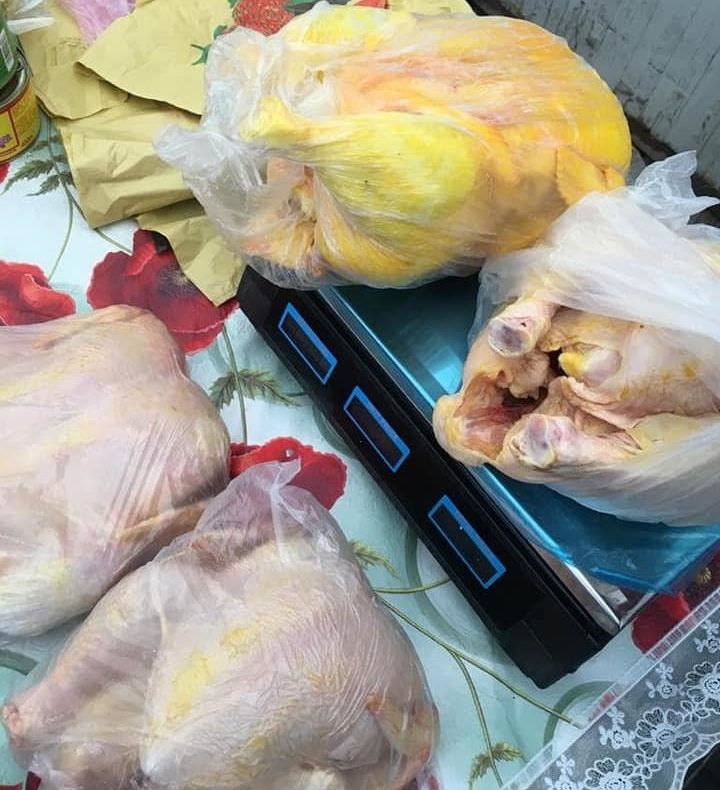 Găini vopsite în galben, pentru a semăna cu puii de ţară