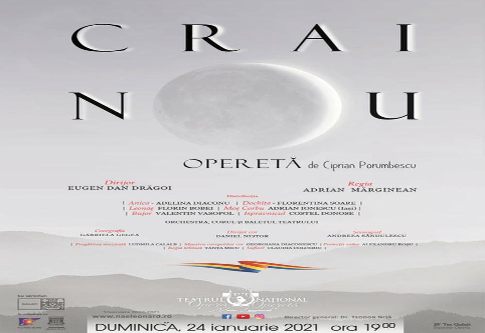 Spectacol online programat astăzi de Teatrul Naţional de Operă şi Operetă "Nae Leonard" Galaţi