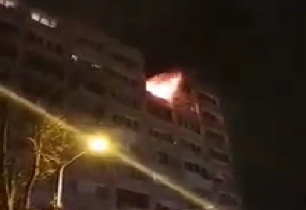 Incendiu violent la etajul 9 al unui bloc din cartierul Țiglina 1