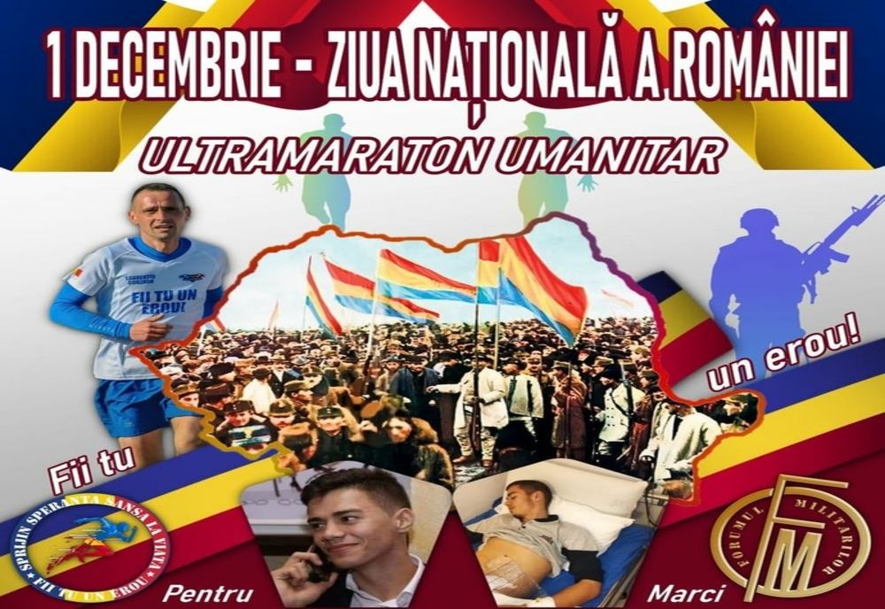 De 1 decembrie, militarul Laurențiu Cobzaru aleargă de la Focşani la Galaţi pentru o cauză umanitară