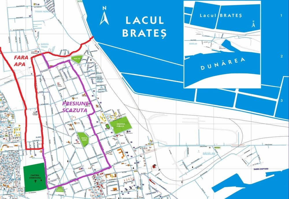 Întreruperea furnizării apei potabile în ziua de 16 martie în anumite zone din Galați