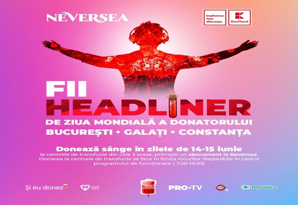 De Ziua Mondială a Donatorului de Sânge, poți dona sânge în centrele de transfuzii din București, Constanța și Galați și primești un abonament la festivalul Neversea