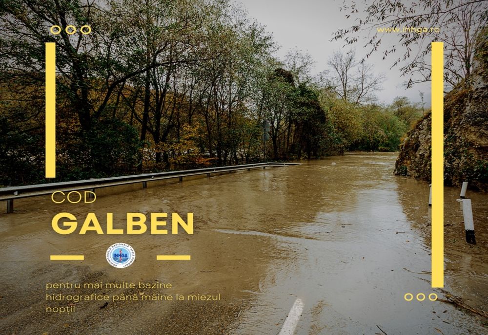 Atenționarea hidrologică Cod Galben va fi valabilă până marți la miezul nopții. 
