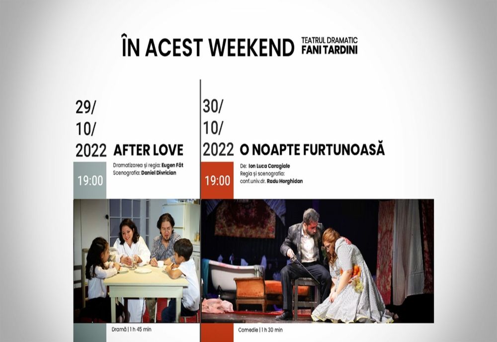 Vizionează spectacolele săptămânii la Teatrul Fani Tardini din Galați