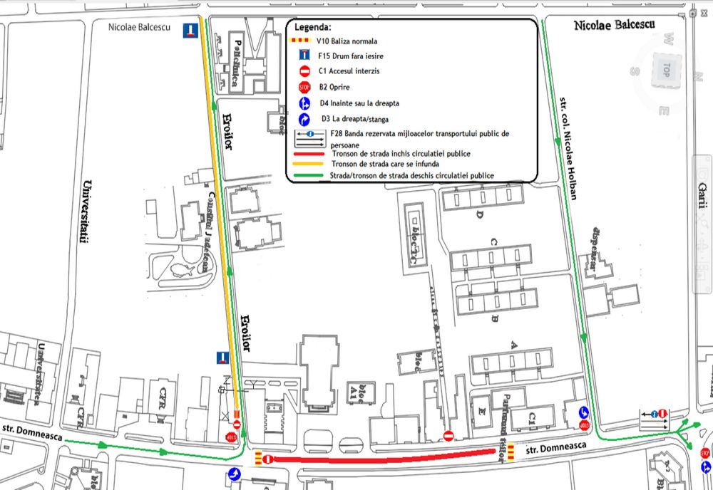 Sâmbătă, 14 ianuarie 2023, între orele 8.00 – 18.00, se va închide traficul auto pe str. Domnească, între str. Eroilor și str. Gării