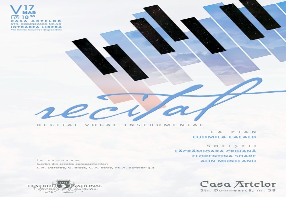 Recital vocal-instrumental susținut de artiștii Teatrului „Nae Leonard” la Casa Artelor