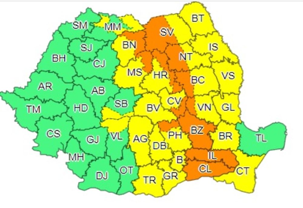 Avertizare meteorologică. Averse, vijelii și intensificări ale vântului