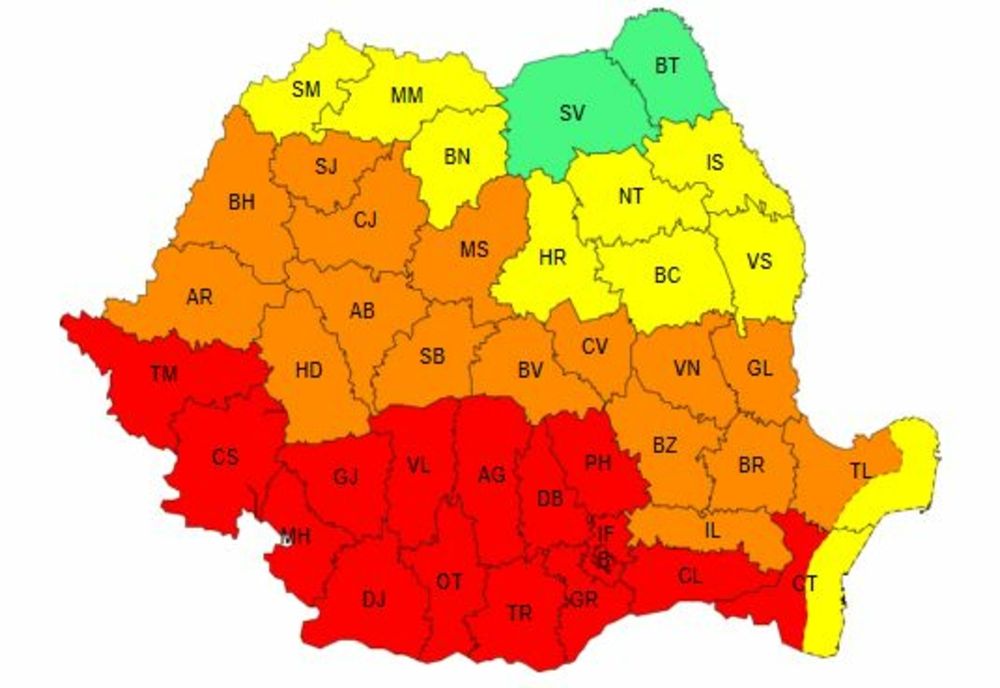 COD ROȘU ȘI PORTOCALIU DE CANICULĂ ÎN CEA MAI MARE PARTE A ȚĂRII