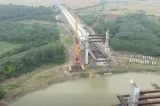 Ploile blochează lucrările la podul hobanat peste râul Siret de pe Drumul Expres Brăila - Galaţi. Anunțul CNAIR 