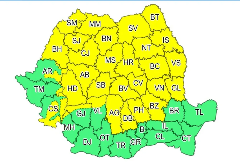 Cod galben de furtuni și vijelii