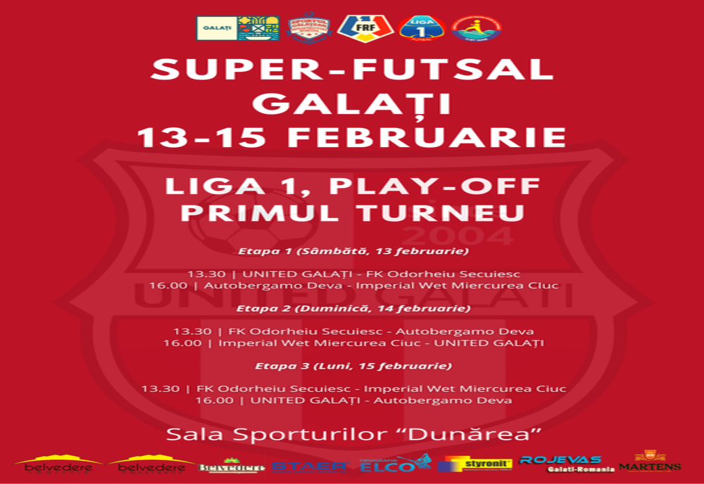 A fost staabilit programul primului turneu al play-off-ului Ligii I la futsal