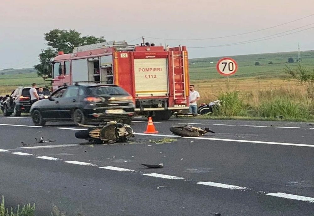 Un motociclist din Galați a scăpat ca prin minune dintr-un accident rutier pe E85