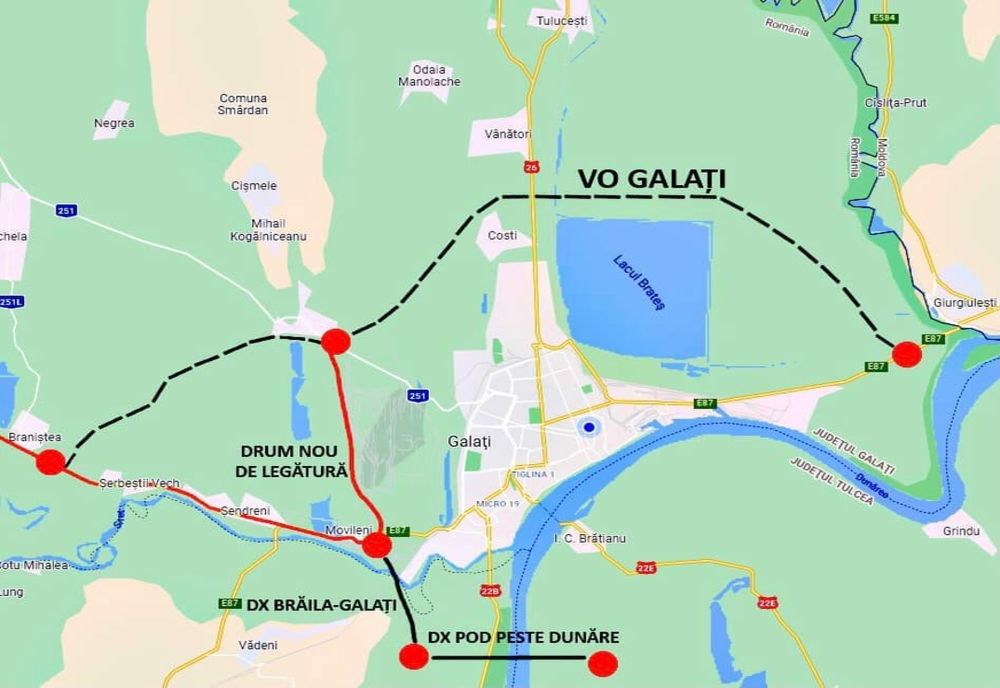 Compania Națională de Administrare a Infrastructurii Rutiere a emis ordinul pentru demararea proiectării și execuției pentru Centura Galațiului