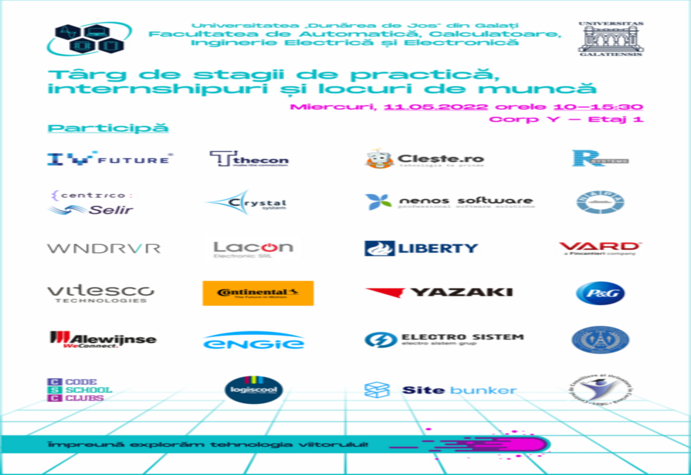 Târgului de stagii de practică, internshipuri și locuri de muncă pentru absolvenți din cadrul Facultății de Automatică, Calculatoare, Inginerie Electrică și Electronică din cadrul UDJ Galați