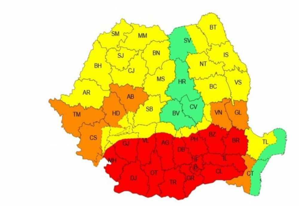 CODUL ROȘU DE CANICULĂ SE EXTINDE ÎN SUDUL ȚĂRII