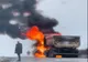 Un camion a luat foc în mers