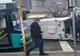 Foto: Ambulanță răsturnată în urma unui accident pe bulevardul George Coșbuc la intersecția cu strada Tecuci, din municipiul Galați